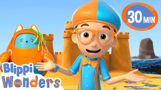 Blippi Wonders  Sandcastles At The Beach  More  Blippi Animated Series  Kids Cartoon [upl. by Gingras]