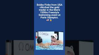 Bobby Finke of USA clinched the gold medal in the Mens 1500m Freestyle Swimming at Paris Olympics [upl. by Yeargain]