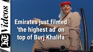 How Emirates filmed the highest ad on top of Burj Khalifa [upl. by Okihcim]