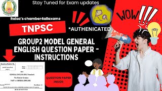 TNPSC GROUP 2 2024 MODEL GENERAL ENGLISH QUESTION PAPER  INSTRUCTIONS  AUTHENICATED STANDARD [upl. by Myranda898]