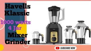 Havells Klassic 1000 watts 4 Jar Mixer Grinder Best mixer grinder Havells klassic unboxing mixer [upl. by Benedetto]