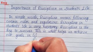 Essay on Importance of Discipline in Students life  English essay handwriting writing Eng Teach [upl. by Yelnet]