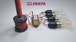 How to make Free Electricity 220v 25kw Generator With 3000ma Transformer PVC Copper Coil Use Magnet [upl. by Keisling]