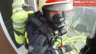 Incendio visto dal casco dei vigili del fuoco volontari Pompieri in azione dallAustria VVF 2016 [upl. by Lionello]