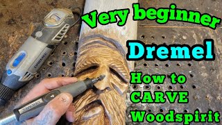 The very basics How to carve a wood spirit with a dremel for the very beginner carver [upl. by Eittod]