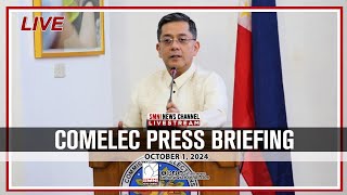 LIVE Comelec Press Briefing  October 1 2024 [upl. by Nelyt3]