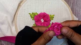 Ribbon Embroidery Design  DIY Ribbon Work  EZY KAJ [upl. by Schafer]