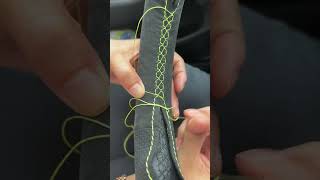 Custom hand sewn steering wheel cover steeringwheelcover automobile steeringwheeldiy [upl. by Nauqat]