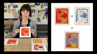 Artist Demonstrating Picasso’s Reduction Linocut Technique [upl. by Ahseneuq]