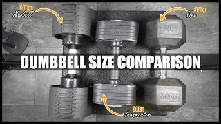 Dumbbell Size Comparison Nuobell vs Ironmaster vs Hex Which One is BEST [upl. by Darla550]