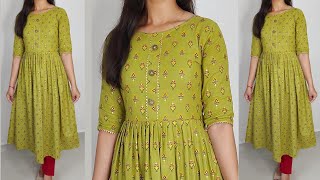 Naira Style Kurti design Cutting and Stitching  kurti neck design Frock suit cutting amp stitching [upl. by Dressel291]