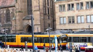 Heilbronn  SBahn und Straßenbahn begegnen sich am Heilbronner Rathaus [upl. by Eenhpad]