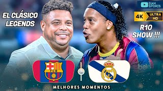 REENCONTRO DAS LENDAS DE REAL E BARÇA NO ÉL CLÁSSICO TEVE GOL E SHOW DE RONALDINHO GAÚCHO NA PARTIDA [upl. by Yurt863]