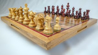 Luxury Chess Board with Maple Burl Cocobolo Ebony Purpleheart and White Oak [upl. by Morse941]