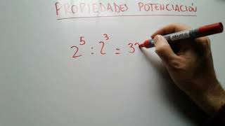 PROPIEDADES DE LA POTENCIACION DIVISION DE POTENCIAS DE IGUAL BASE EN MATEMATICA [upl. by Nilyak338]