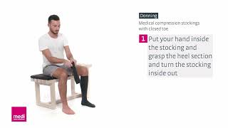 Donning mediven for Men Medical Compression Stockings Closed Toe [upl. by Lada]