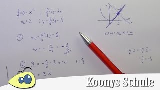 Senkrechte bzw orthogonale Gerade von Tangente bestimmen Normale  Kurvendiskussion Analysis [upl. by Cleodal]