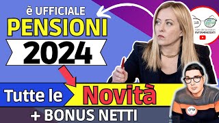 ✅ PENSIONI ➜ TUTTE LE NOVITÀ UFFICIALI 2024 ❗️ IMPORTI 260€ RIVALUTAZIONE TAGLI AUMENTI NETTI QUOTE [upl. by Ennaeiluj]