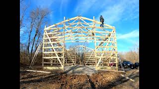 How to set trusses on pole barn [upl. by Oys]