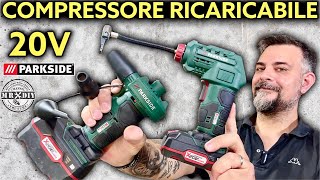 Recensione compressore e pompa ricaricabile Parkside lidl 20V PAK 20 LI B2 PALP 20 LI B2 Ruote [upl. by Eelnodnarb]