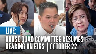 LIVE House quad committee resumes hearing on EJKs  October 22 [upl. by Nady]