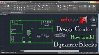 How to use Design Center and add Dynamic Blocks in AutoCAD [upl. by Nahtad]