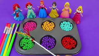 Satisfying Video I How to make Princess Lolipops in to Heart Pool AND Rainbow Painted Cutting ASMR [upl. by Buerger]