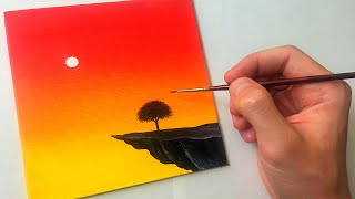 Easy Acrylic Sunset Painting for Beginners  Step by Step Tutorial [upl. by Araz]