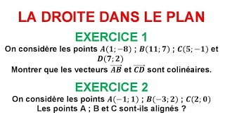 vecteurs colinéaires avec le déterminant tronc commun exercices 1 et 2 [upl. by Nilra]