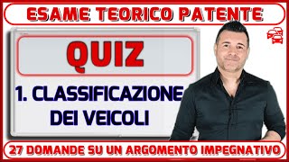 QUIZ  DEFINIZIONI E CLASSIFICAZIONE VEICOLI [upl. by Oiratnom]