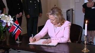 Secretary Clinton Signs a Book of Condolences for Norway [upl. by Button544]