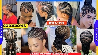 Latest Cornrow Braids Styles Braids Hairstyles for Black Women  Cornrows Hairstyles Ghana weaving [upl. by Nabi]