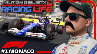 F1 Career Mode…in Automobilista 2 AMS2 RACING LIFE  F1 with Bulk Brogan  R1 Monaco [upl. by Ahseela221]