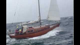 Classic Timber Yacht vs Comfortina 32 in 25 knots [upl. by Mloclam]