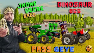 John Deere 5405 Fas Gyea  Swaraj 734 vs Preet 955 vs Mulcher  Rice Harvesting  Dhaliwal Gaming [upl. by Nuhs167]