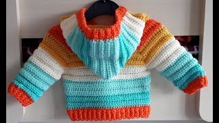 Crochet 5 How to crochet a baby hoodie [upl. by Cathi635]