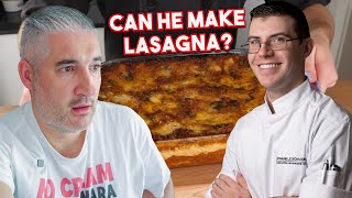 Italian Chef Reacts to Pro Chef Perfect Lasagna ChefJamesMakinson [upl. by Aillimac176]