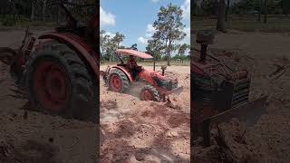 VS1283 KubotaM6040 tractor plowing [upl. by Ramhaj245]