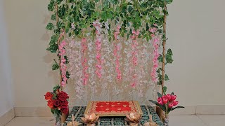 Simple amp Easy ganpati decoration ideas for home festival backdrop decoration ideas  ganpati decor [upl. by Wayne]