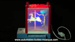 Trousselier musical magic lantern  magic lantern with carousel horses [upl. by Htebazile]