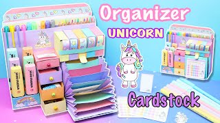 Unicorn 🦄 Desk Organizer from Cardstock  Paper Organizer  aPasos Crafts DIY [upl. by Jews]