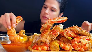 SEAFOOD BOIL  KING CRABS LOBSTER TAILS amp JUMBO SHRIMPS  MUKBANG  ASMR  EATING SOUNDS [upl. by Coletta]