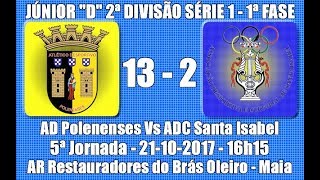 Distrital AF Porto  Júnior 2ª Div S1  5ª Jorn quotPolenenses Vs Santa Isabelquot 1ª Fase 201718 [upl. by Corder]