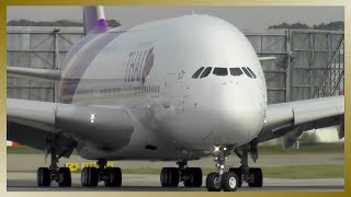 THAI AIRWAYS Airbus A380 Takeoff and Low Approach [upl. by Dang72]