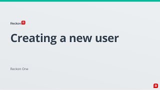 RECKON ONE  Create a New User [upl. by Holli]