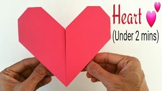 How to make an easy paper quot💕Heartquot under 2 minutesA4 paper  Valentine Origami for Beginners [upl. by Pagas]