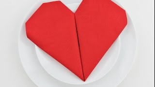 How to fold a napkin into a heart  easy napkin folding tutorial for beginners [upl. by Etka]