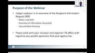 FTA Recipient Information Request Webinar 2 [upl. by Champagne477]