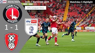 Charlton Athletic 11 Rotherham United Matchday 5 202425 EFL League One Highlight [upl. by Howe]