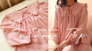 DIY Pajama Top ✨  How to sew Pajamas for Beginners [upl. by Akinar]